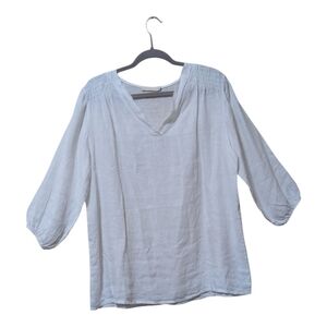 Milo Milano Linen Tunic Top Size Large White Lagonlook Beach Resort